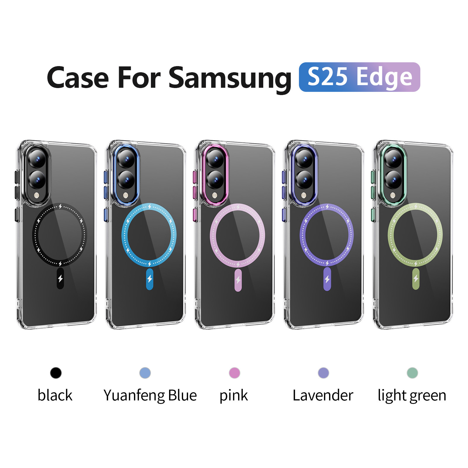 Clear Case with Wireless Charging Transparent Magnetic Cover Anti-yellowing Shockproof  Case TPU and Acrylic Case for S25 Edge