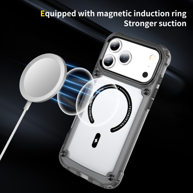 Luxury Transparent Magnetic with CD Pattern Decoration Clear Anti-yellowing Shockproof  Case TPU + Acrylic Case for IP17 PRO MAX