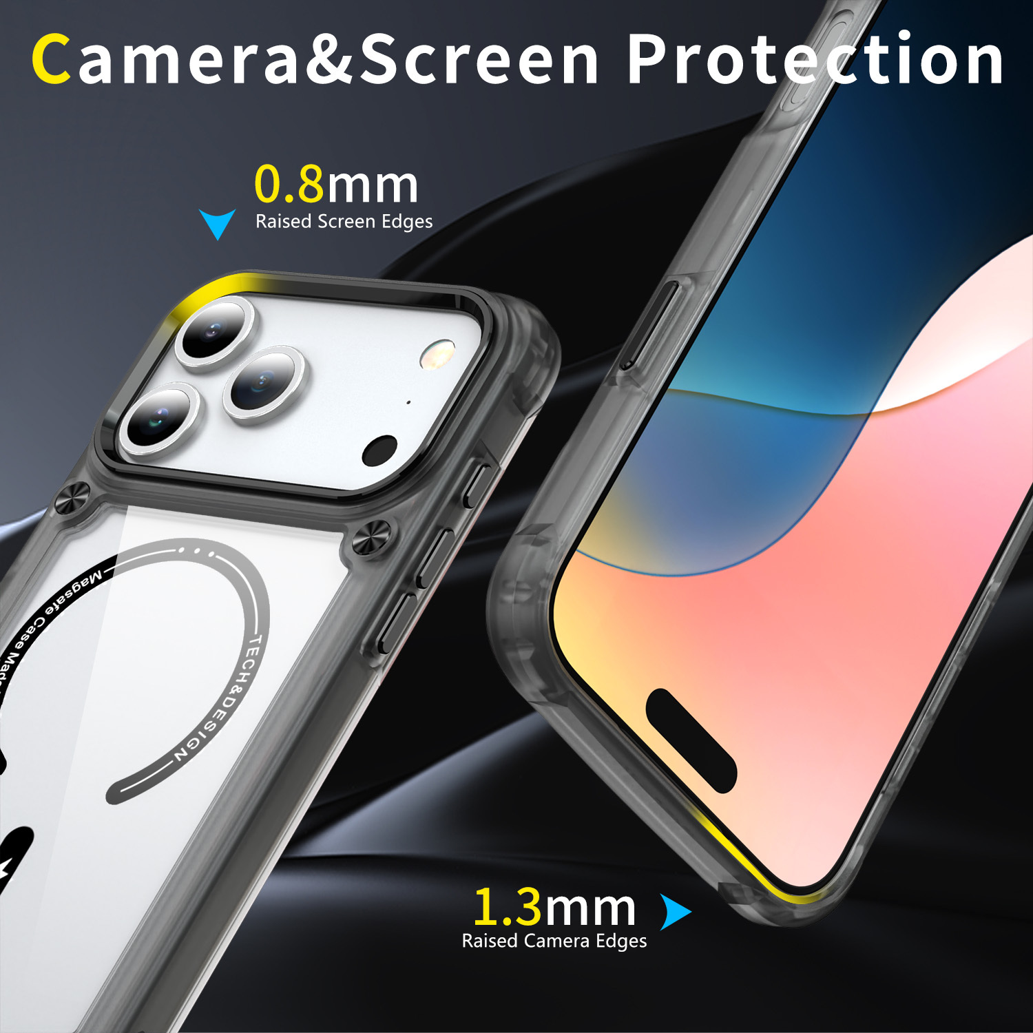 Luxury Transparent Magnetic with CD Pattern Decoration Clear Anti-yellowing Shockproof  Case TPU + Acrylic Case for IP17 PRO MAX