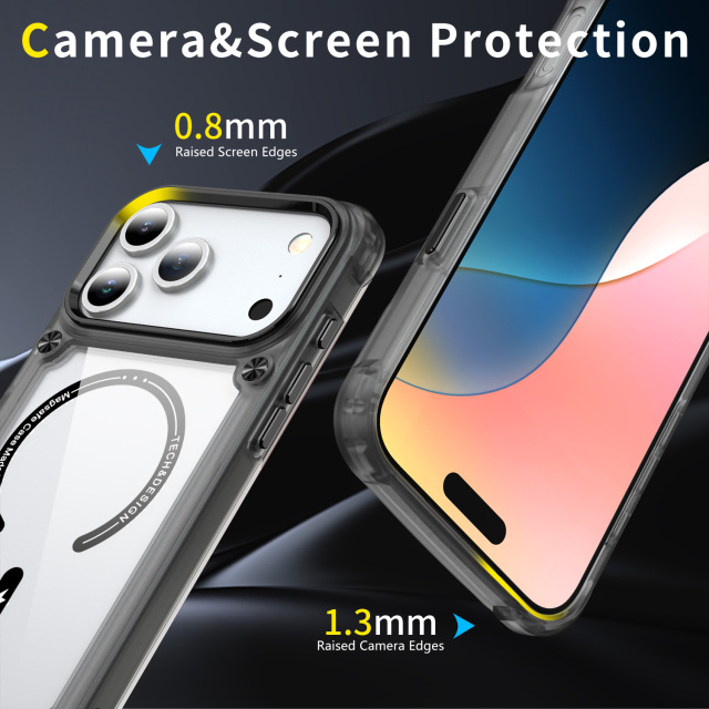 Luxury Transparent Magnetic with CD Pattern Decoration Clear Anti-yellowing Shockproof  Case TPU + Acrylic Case for IP17 PRO MAX
