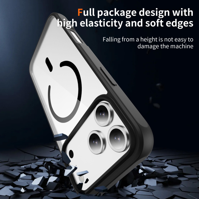 Strong Magnetic Case Transparent Fingerprint-proof Cover Anti-yellowing Shockproof  Case  TPU and  Acrylic Case for IP17 Pro Max