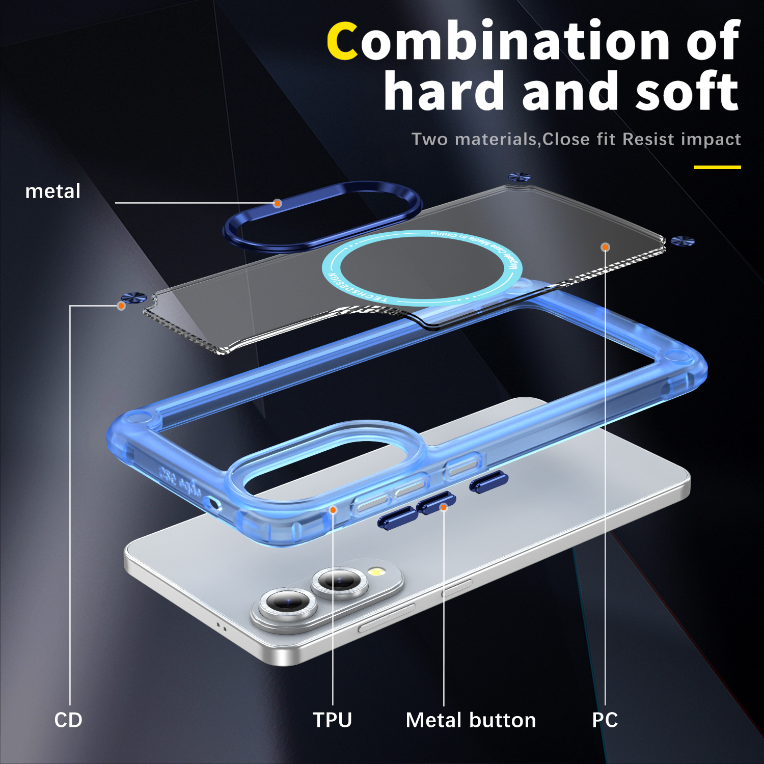 Luxury Transparent Magnetic Case High Quality Fingerprint-proof Anti-yellowing Shockproof  Case TPU + Acrylic Case for S25 Edge