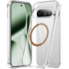 Strong Magnetic Clear Case with Metal Button High-quality Anti-yellowing Transparent Shockproof Case TPU + PC Case for pixel 10