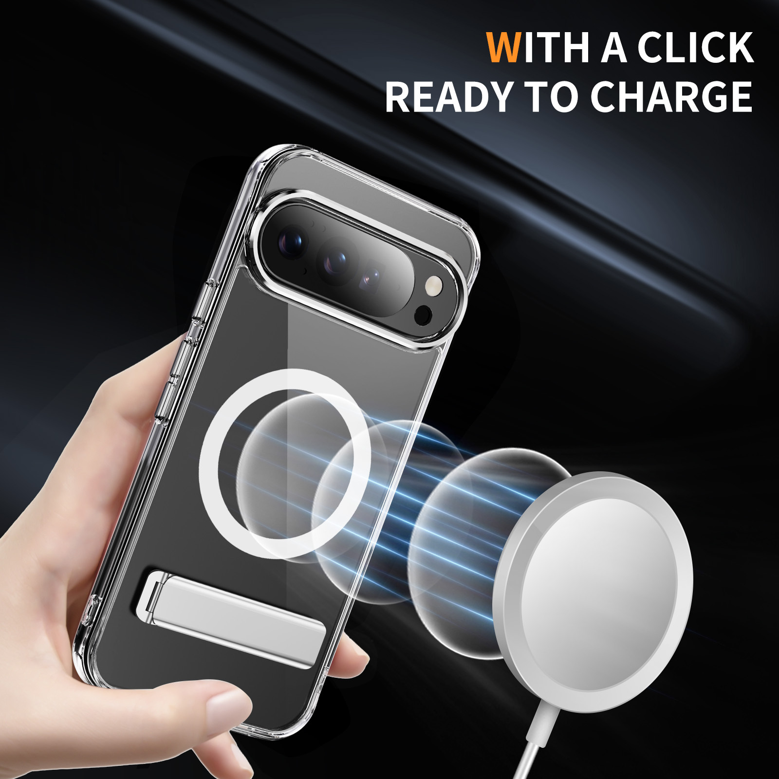 Strong Magnetic Case with Bracket Transparent Cover Anti-yellowing Shockproof  Case  TPU and  Acrylic Case for Pixel 10 Pro XL
