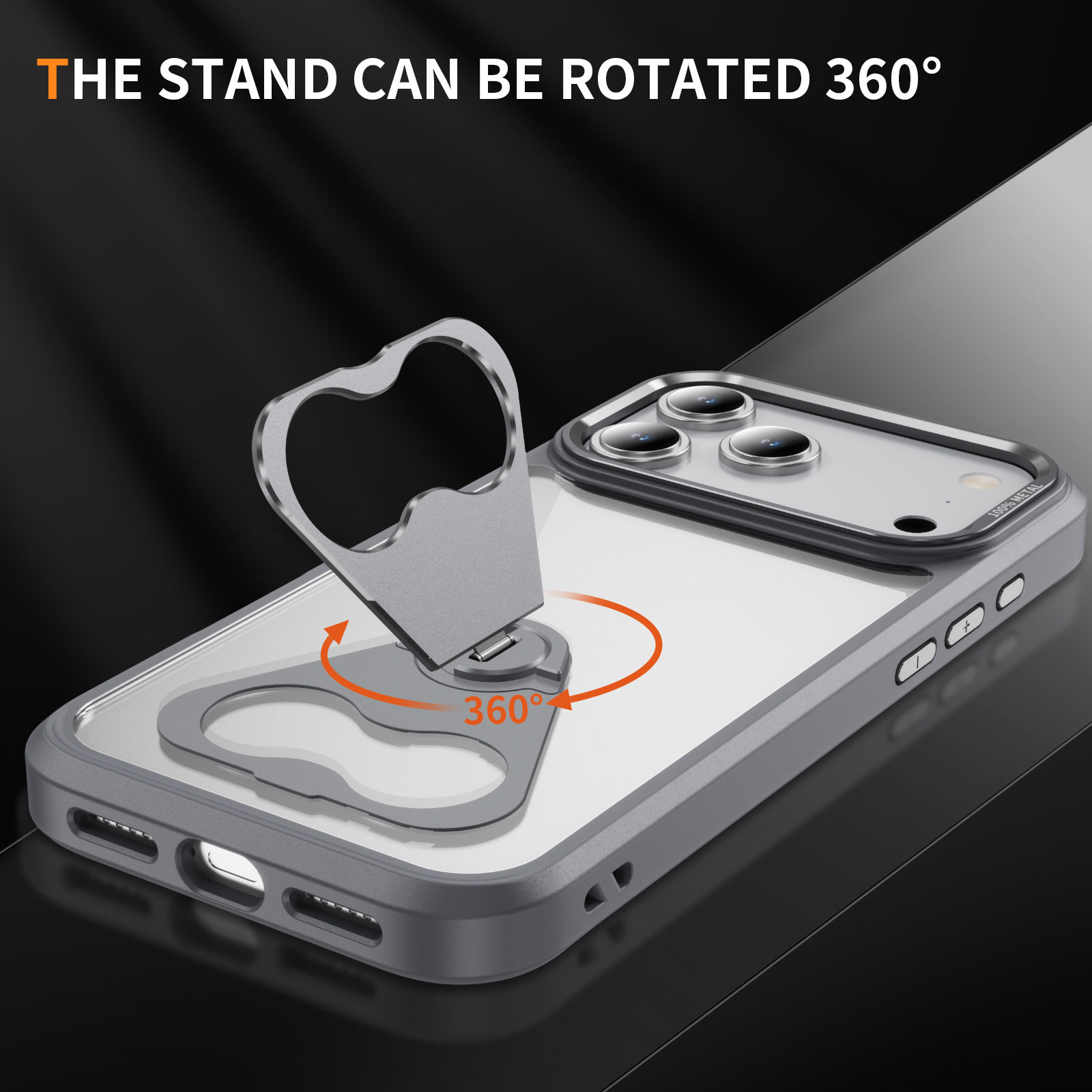 Transparent Case with Triangle Bracket High Quality Anti-yellowing Shockproof  Clear  Case TPU Adn Acrylic Case for IP17 PRO MAX