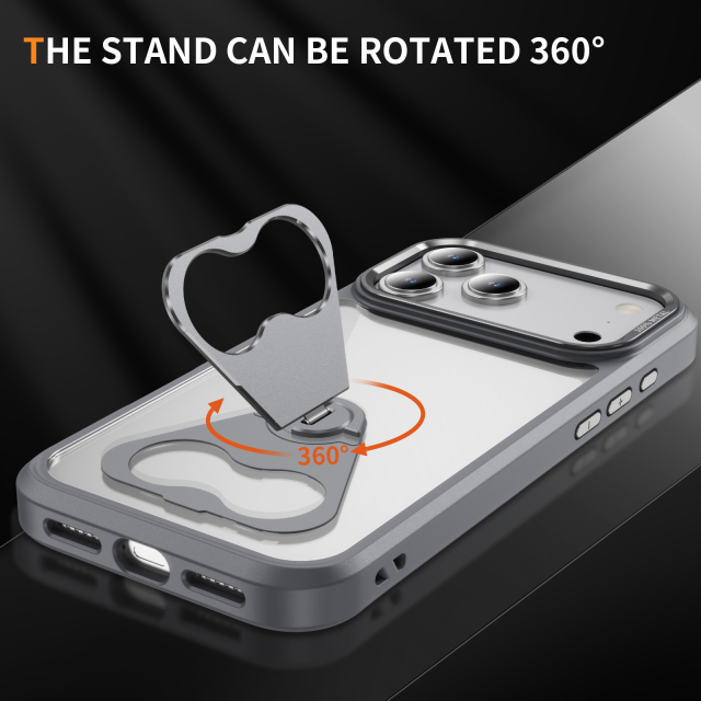 Transparent Case with Triangle Bracket High Quality Anti-yellowing Shockproof  Clear  Case TPU Adn Acrylic Case for IP17 PRO MAX