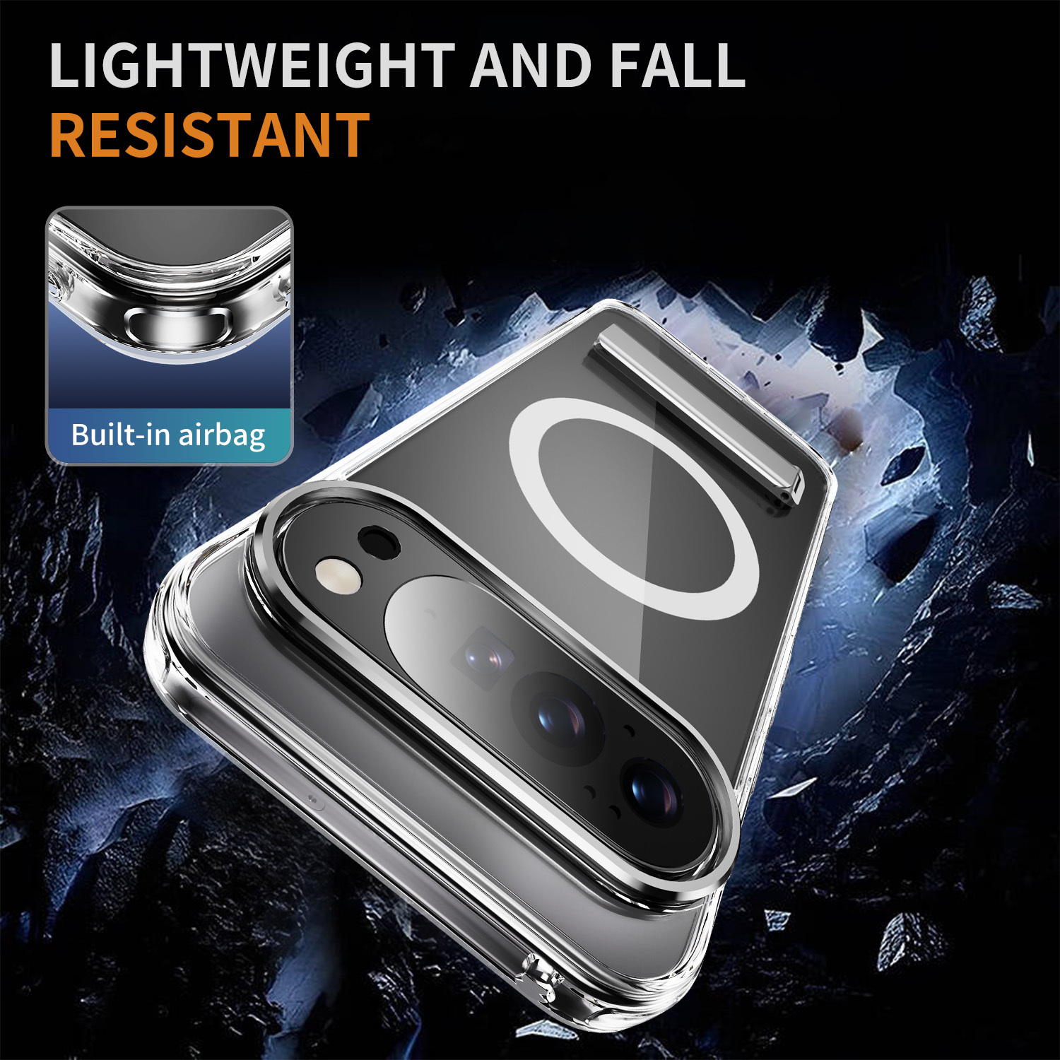 Strong Magnetic Case with Bracket Transparent Cover Anti-yellowing Shockproof  Case  TPU and  Acrylic Case for Pixel 10 Pro XL