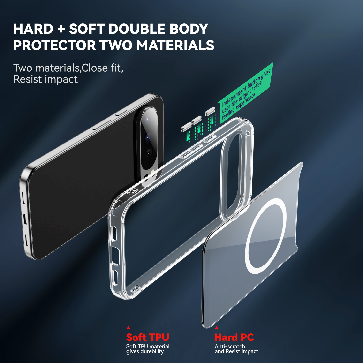 Strong Magnetic Clear Case High Quality Transparent Cover Anti-yellowing Shockproof  Case  TPU and PC Case for Pixel 10 Pro XL