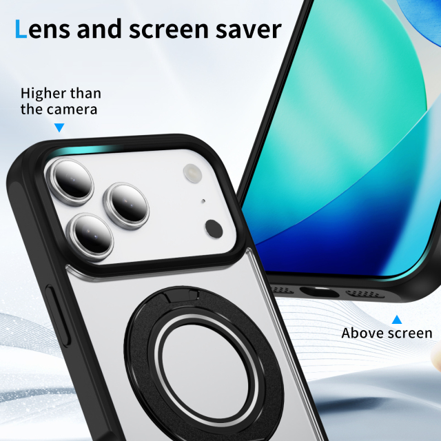 High Quality Clear Gear Bracket Case Anti-yellowing Magnetic Shockproof Transparent Case TPU Adn Acrylic Case for IP17 PRO MAX