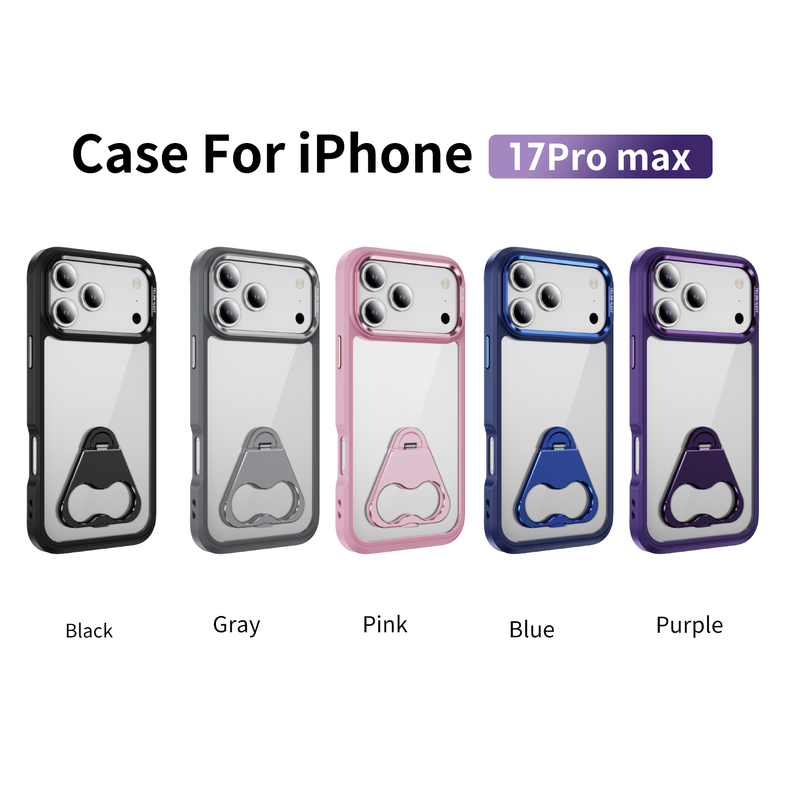 Transparent Case with Triangle Bracket High Quality Anti-yellowing Shockproof  Clear  Case TPU Adn Acrylic Case for IP17 PRO MAX