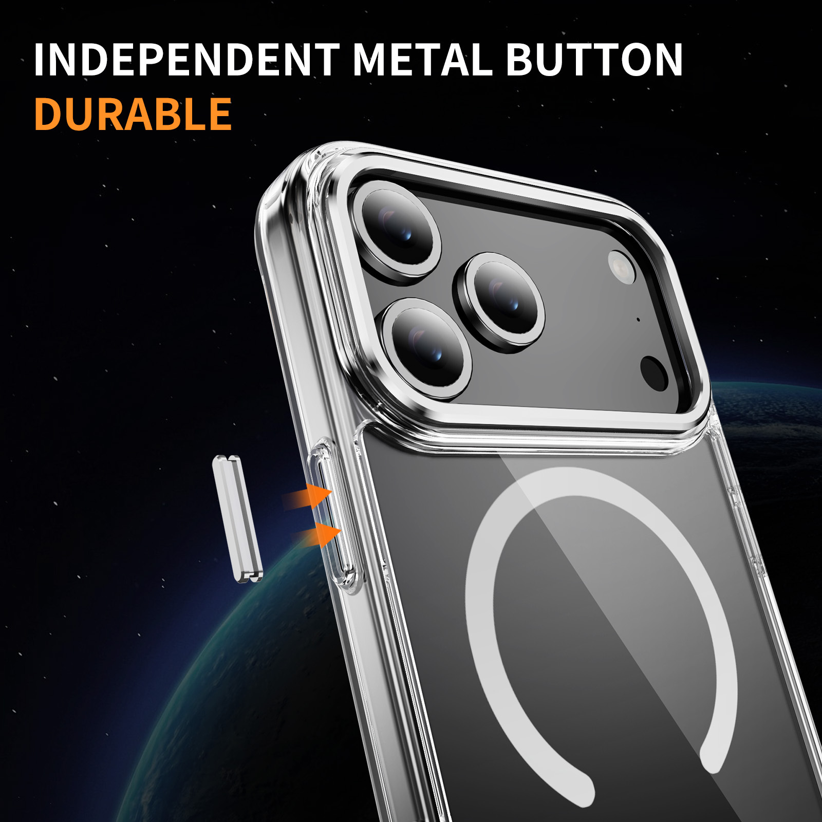 Transparent Magnetic Case  with Bracket High Quality Anti-yellowing Shockproof Clear  Case  TPU + Acrylic Case for IP17 PRO MAX