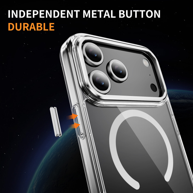 Transparent Magnetic Case  with Bracket High Quality Anti-yellowing Shockproof Clear  Case  TPU + Acrylic Case for IP17 PRO MAX