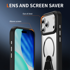 Transparent Magnetic Ring Triangle Bracket Case Clear Cover Anti-yellowing Shockproof  Case TPU + Acrylic Case for IP17 PRO MAX
