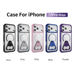Transparent Magnetic Ring Triangle Bracket Case Clear Cover Anti-yellowing Shockproof  Case TPU + Acrylic Case for IP17 PRO MAX