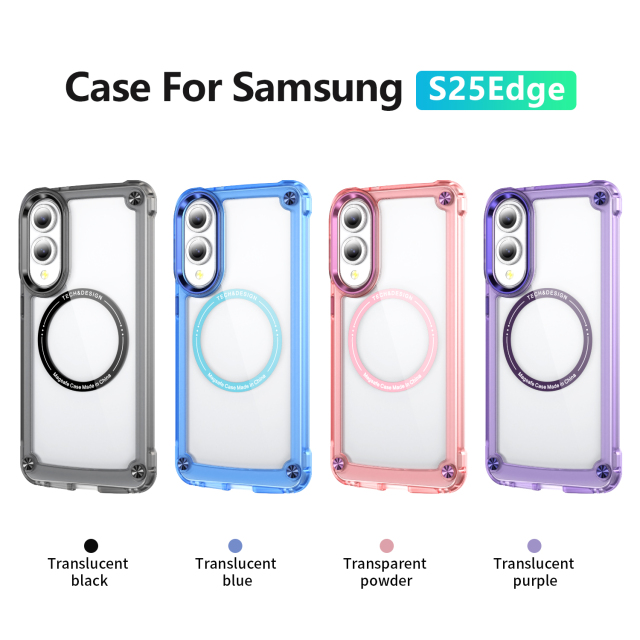 Luxury Transparent Magnetic Case High Quality Fingerprint-proof Anti-yellowing Shockproof  Case TPU + Acrylic Case for S25 Edge