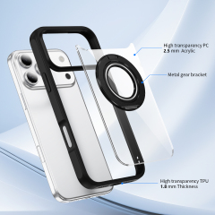 High Quality Clear Gear Bracket Case Anti-yellowing Magnetic Shockproof Transparent Case TPU Adn Acrylic Case for IP17 PRO MAX