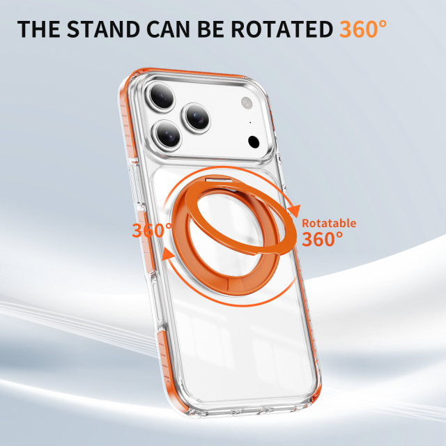 Transparent Gear Bracket Case with Colorful Stripes Side Anti-yellowing Shockproof Case Acrylic + TPU Case for IP17 Pro Max
