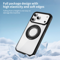 High Quality Clear Gear Bracket Case Anti-yellowing Magnetic Shockproof Transparent Case TPU Adn Acrylic Case for IP17 PRO MAX