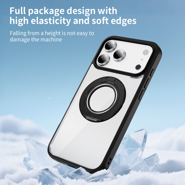 High Quality Clear Gear Bracket Case Anti-yellowing Magnetic Shockproof Transparent Case TPU Adn Acrylic Case for IP17 PRO MAX