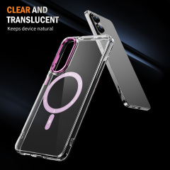 Clear Case with Wireless Charging Transparent Magnetic Cover Anti-yellowing Shockproof  Case TPU and Acrylic Case for S25 Edge