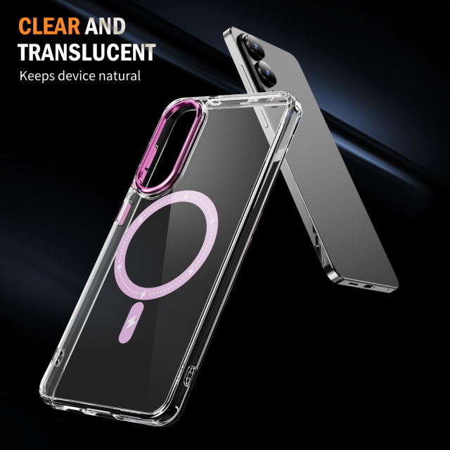 Clear Case with Wireless Charging Transparent Magnetic Cover Anti-yellowing Shockproof  Case TPU and Acrylic Case for S25 Edge