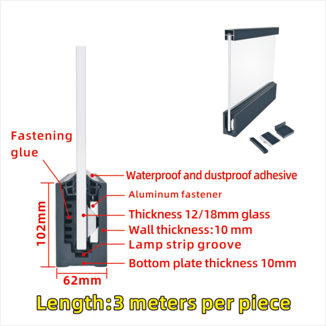 Aluminum Base Shoes for Laminated Glass Balustrades