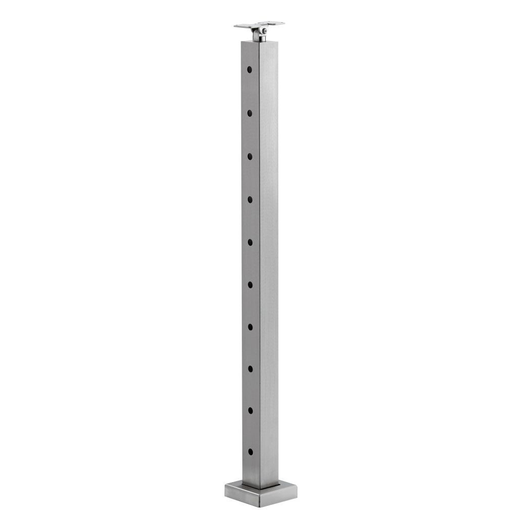 Square Stainless Steel Deck Mount Cable Railing Baluster Post