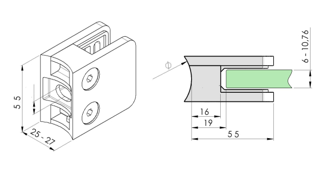 Square Glass Clamp
