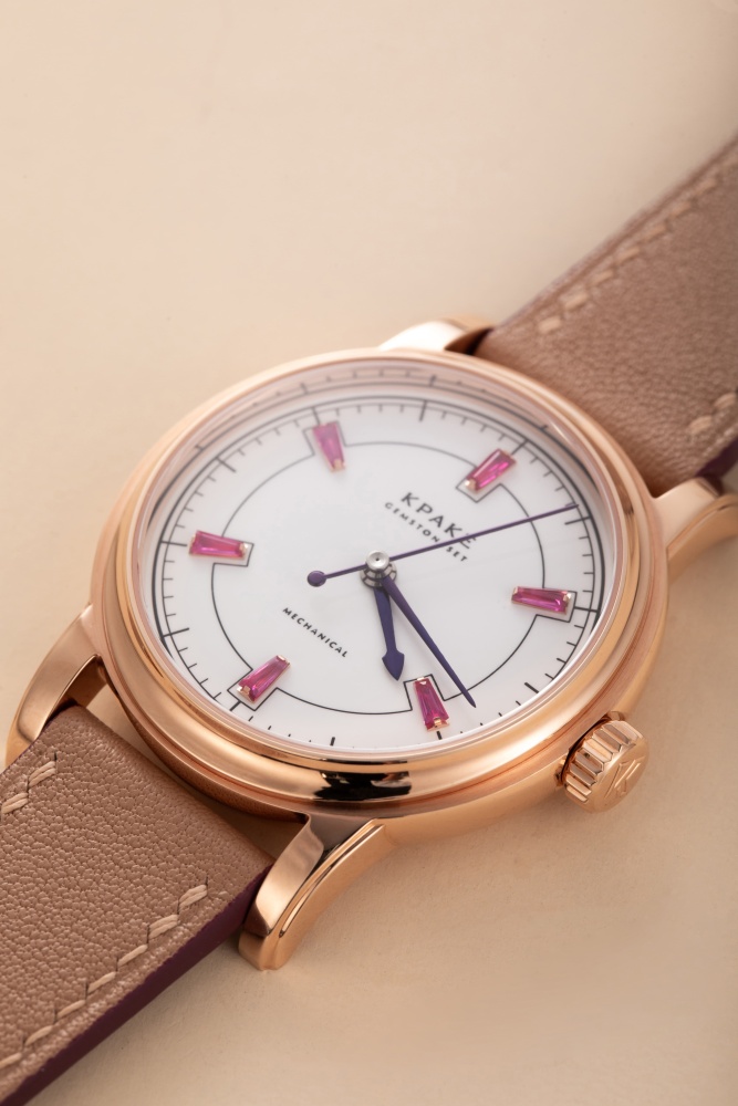 White dial with rubies