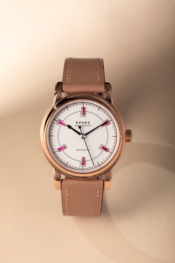 White dial with rubies