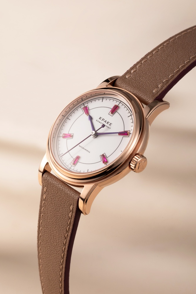 White dial with rubies