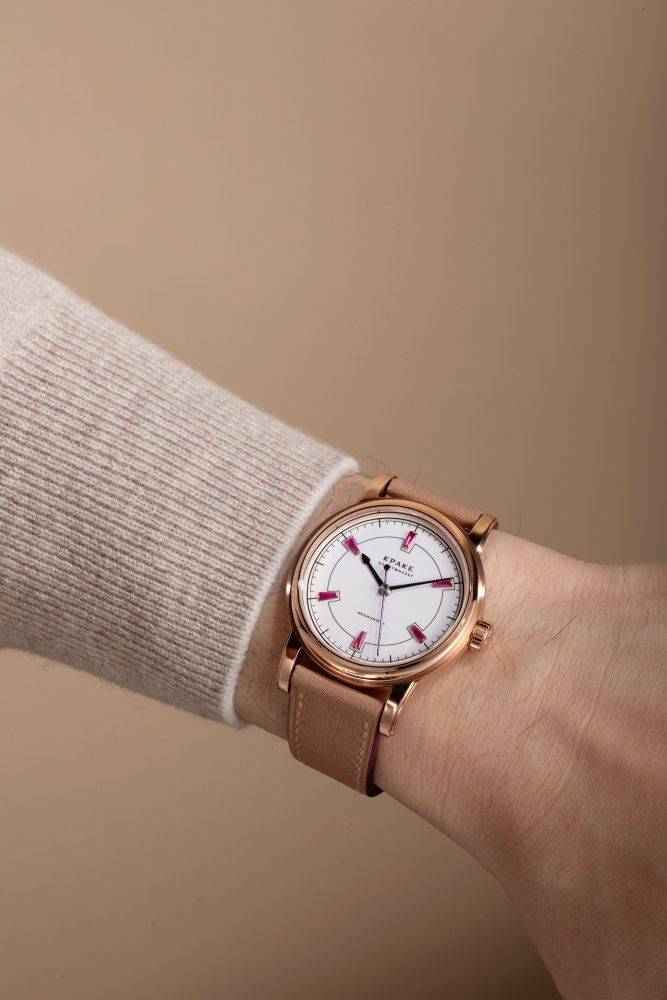 White dial with rubies