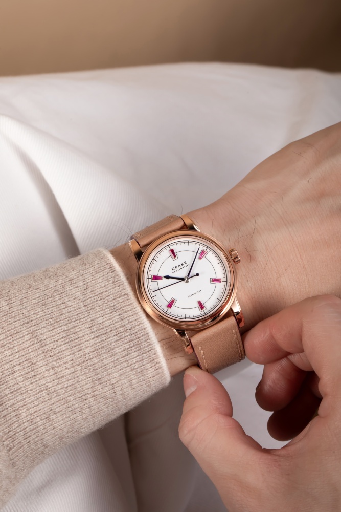 White dial with rubies