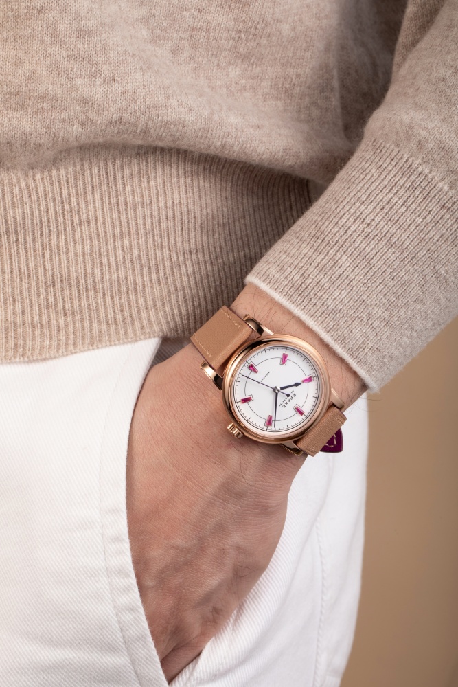 White dial with rubies