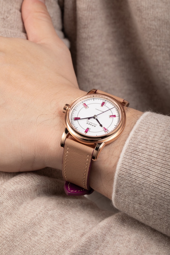 White dial with rubies