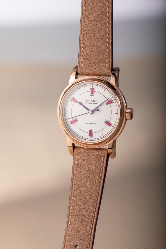 White dial with rubies