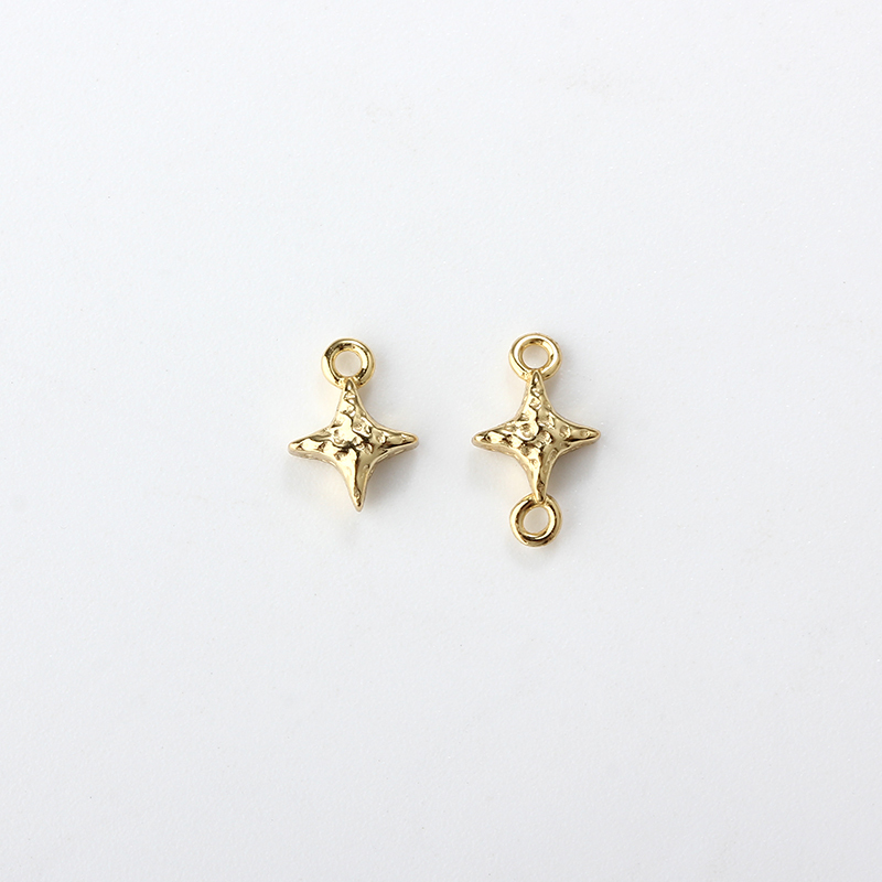 Gold-Tone 925 Silver Hammered Star Charm