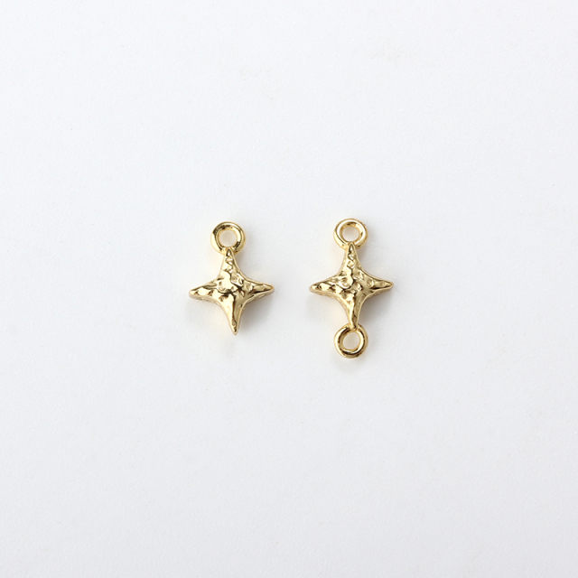 Gold-Tone 925 Silver Hammered Star Charm