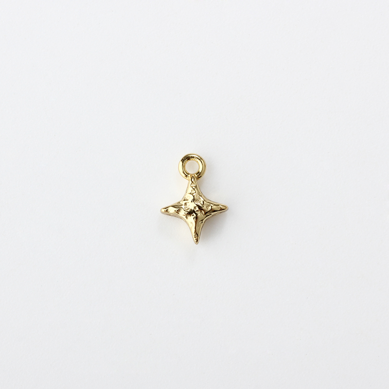 Gold-Tone 925 Silver Hammered Star Charm