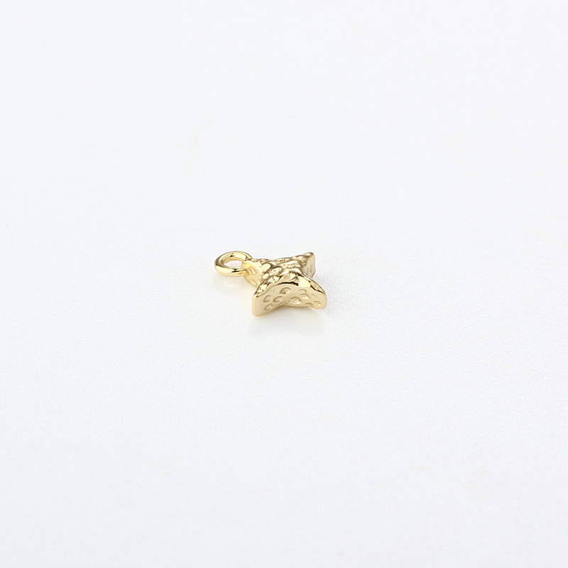 Gold-Tone 925 Silver Hammered Star Charm