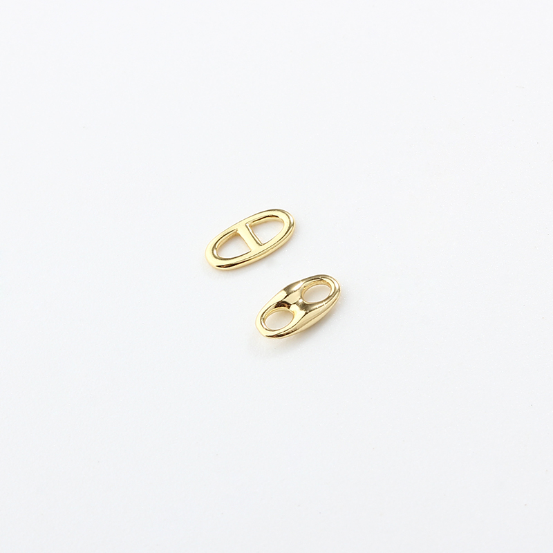 Gold-Tone 925 Sterling Silver Gold Plated Pig Nose Connector