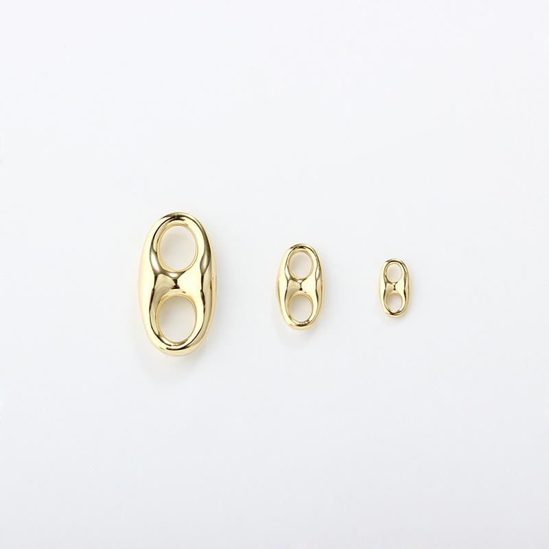 Gold-Tone 925 Sterling Silver Gold Plated Pig Nose Connector