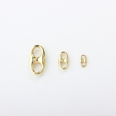 Gold-Tone 925 Sterling Silver Gold Plated Pig Nose Connector