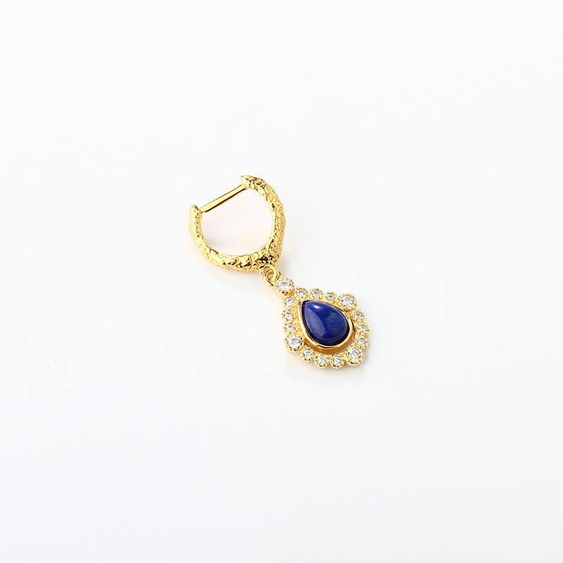 Gold-Tone 925 Sterling Silver Lapis Lazuli Drop Earrings