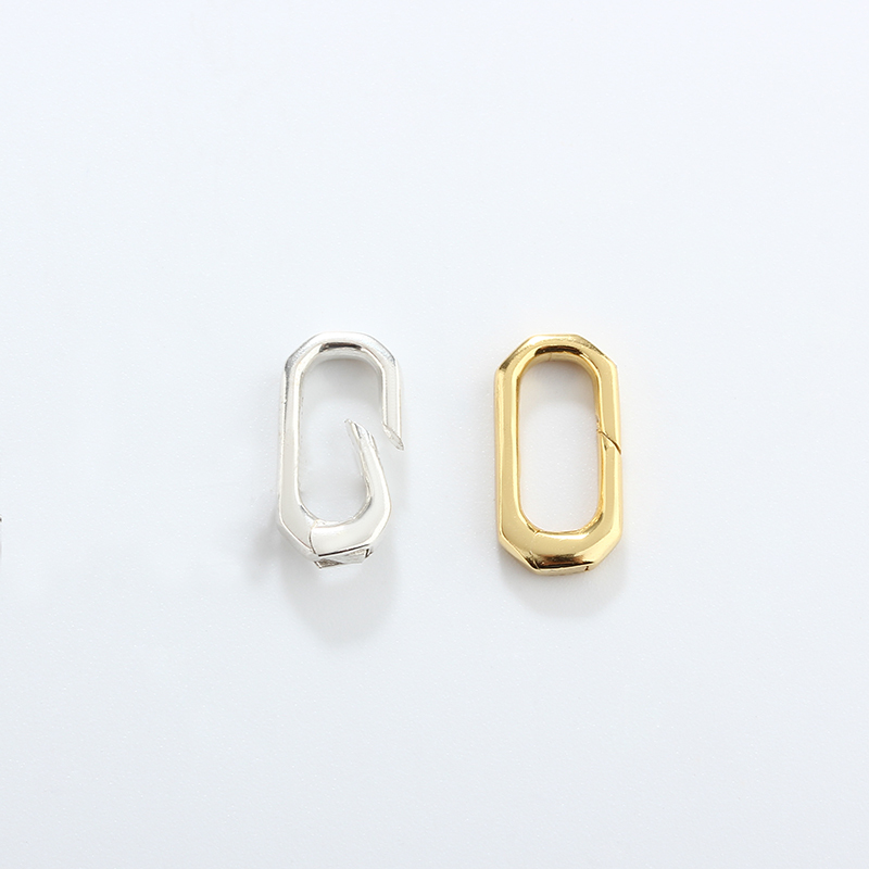925 Sterling Silver Geometric Carabiner Clasp
