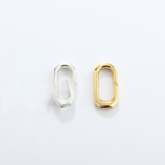 925 Sterling Silver Geometric Carabiner Clasp