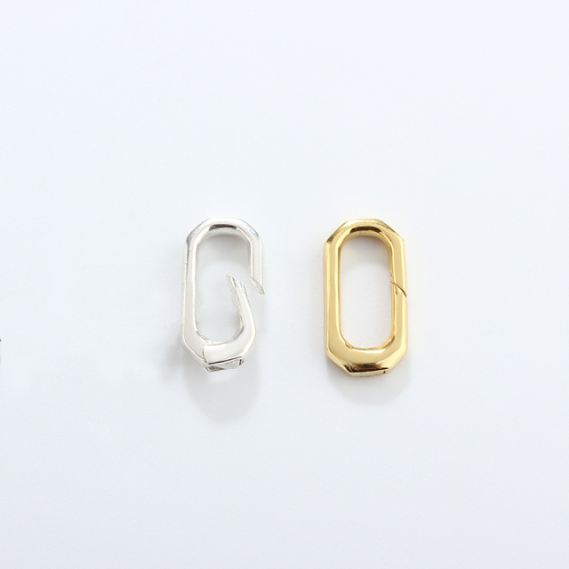 925 Sterling Silver Geometric Carabiner Clasp