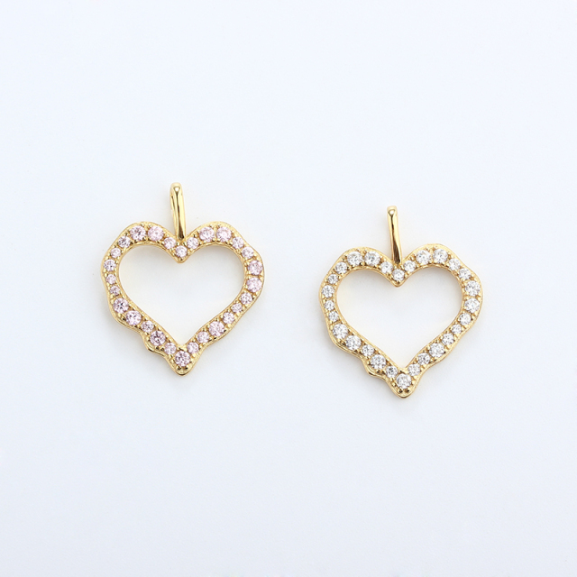 Gold-Tone 925 Silver Pave Heart Pendant with Zirconia