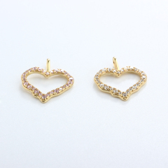 Gold-Tone 925 Silver Pave Heart Pendant with Zirconia