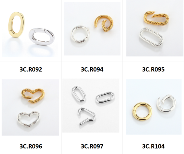 925 Sterling Silver Geometric Carabiner Clasp